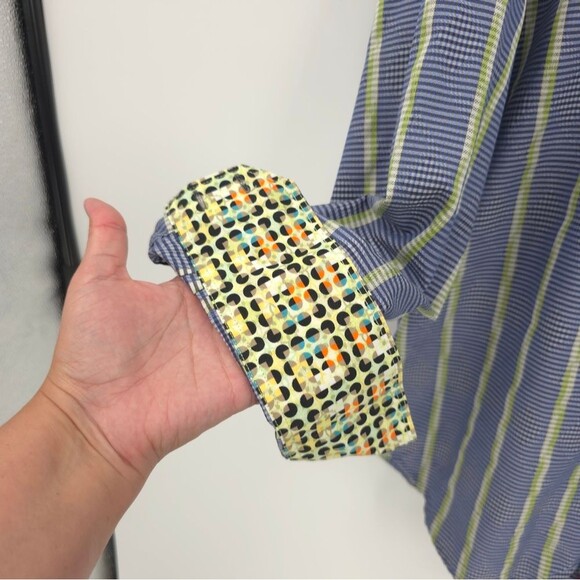 Robert Graham Button Up Shirt Long Sleeve Flip Cuff Silk Blend Large (flawed) - Picture 5 of 15